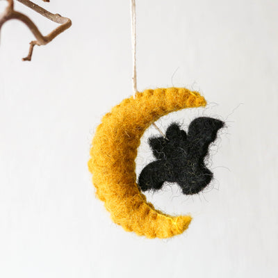 Moon with Bat Felt Hanging Decoration