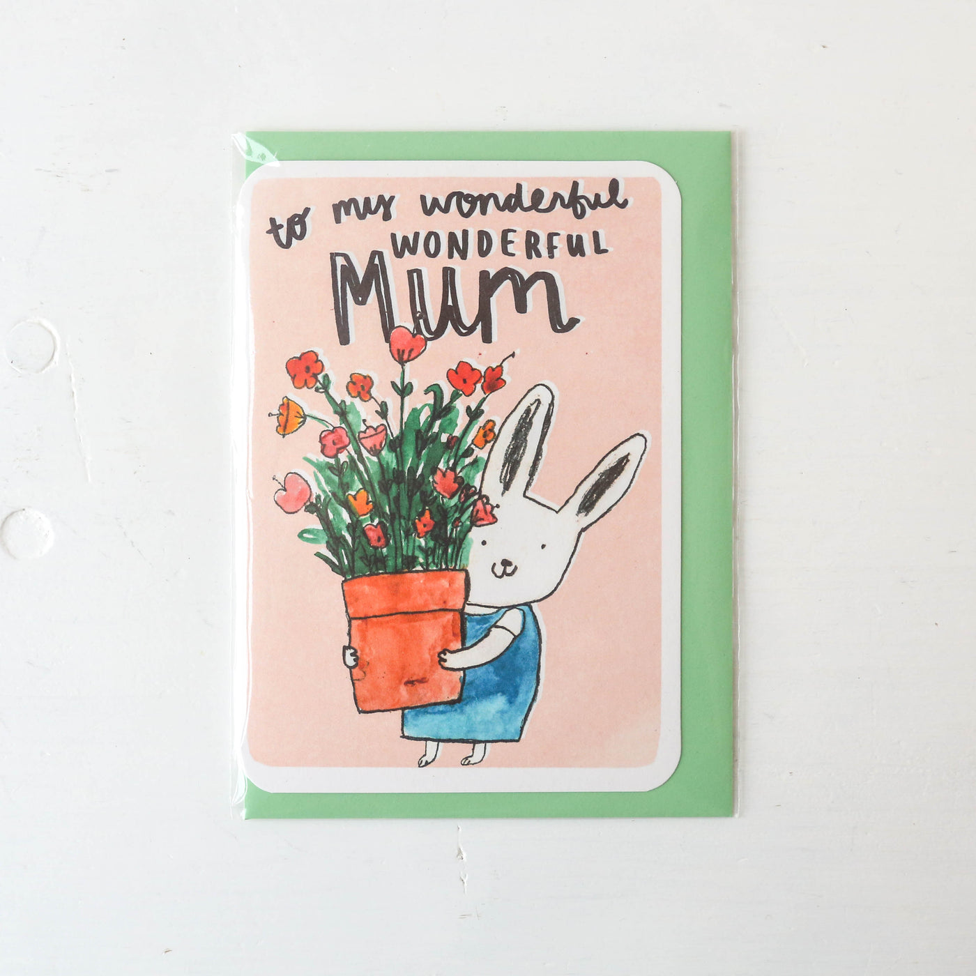 Wonderful Mum Flowers & Rabbit Card