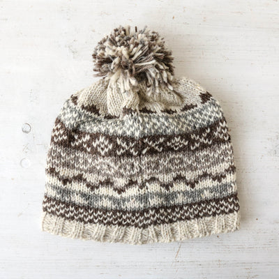 Bobble Beanie - Fairisle Natural