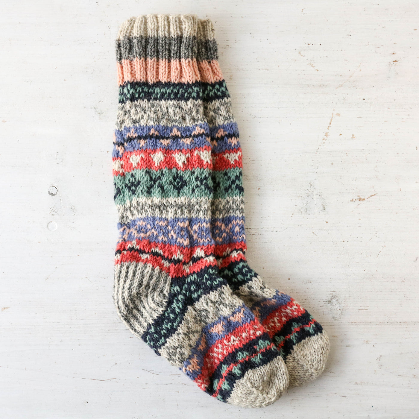 Long Socks - Fairisle Oatmeal