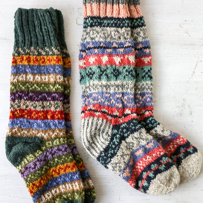 Long Socks - Fairisle Oatmeal