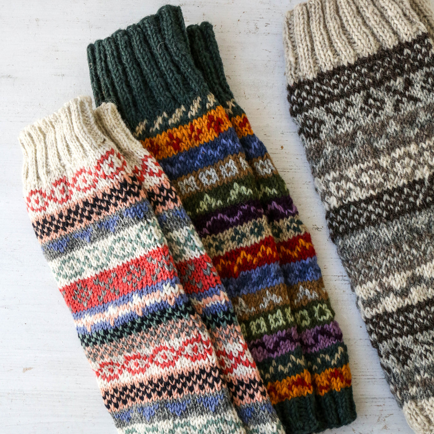 Leg Warmers - Fairisle Natural