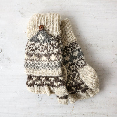 Glove Mitts - Fairisle Natural