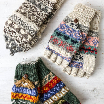 Glove Mitts - Fairisle Natural