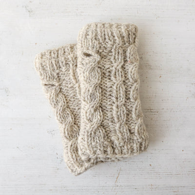 Hand Warmers - Cable Knit Oatmeal