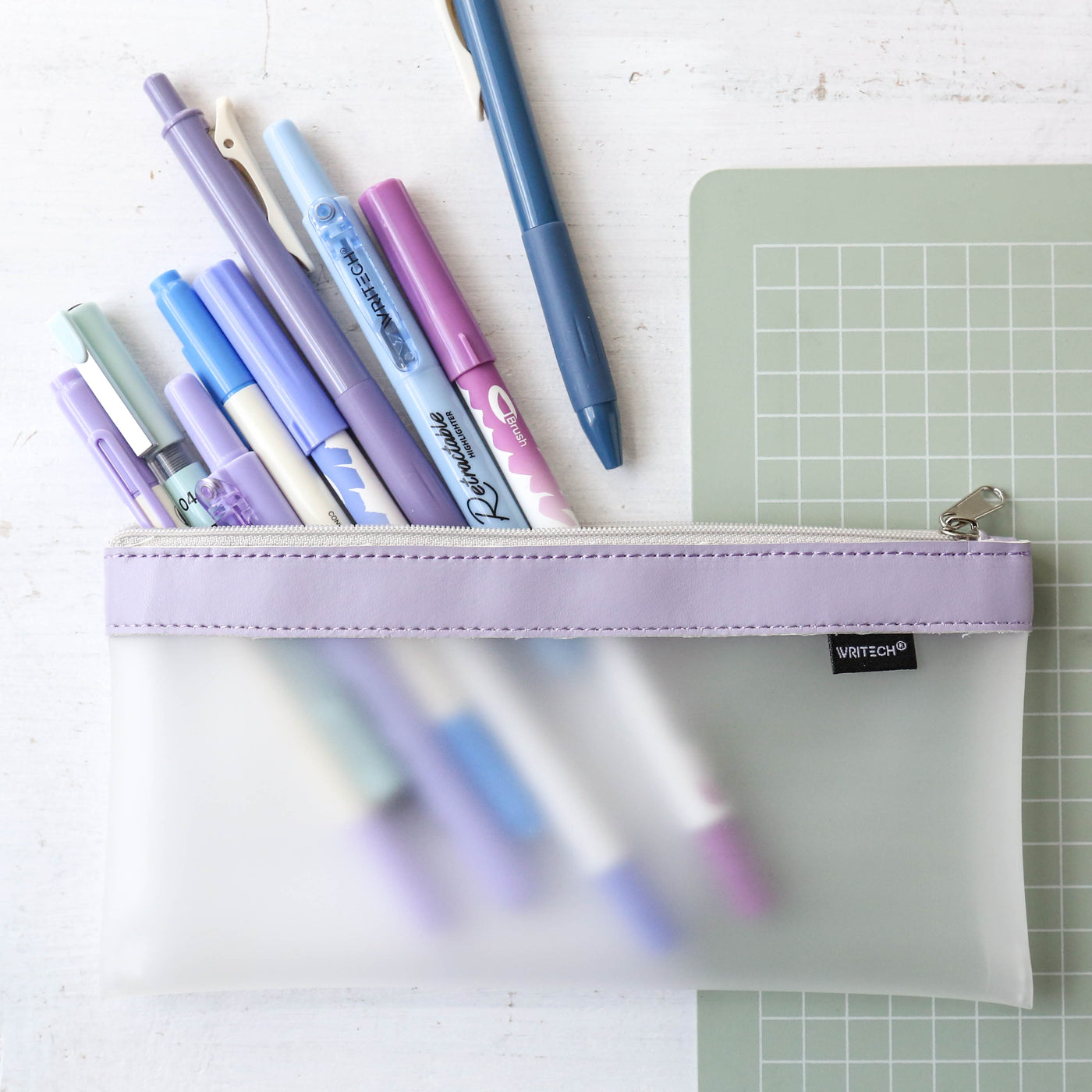 Nine Pen & Pencil Case Kit - Purple Blue