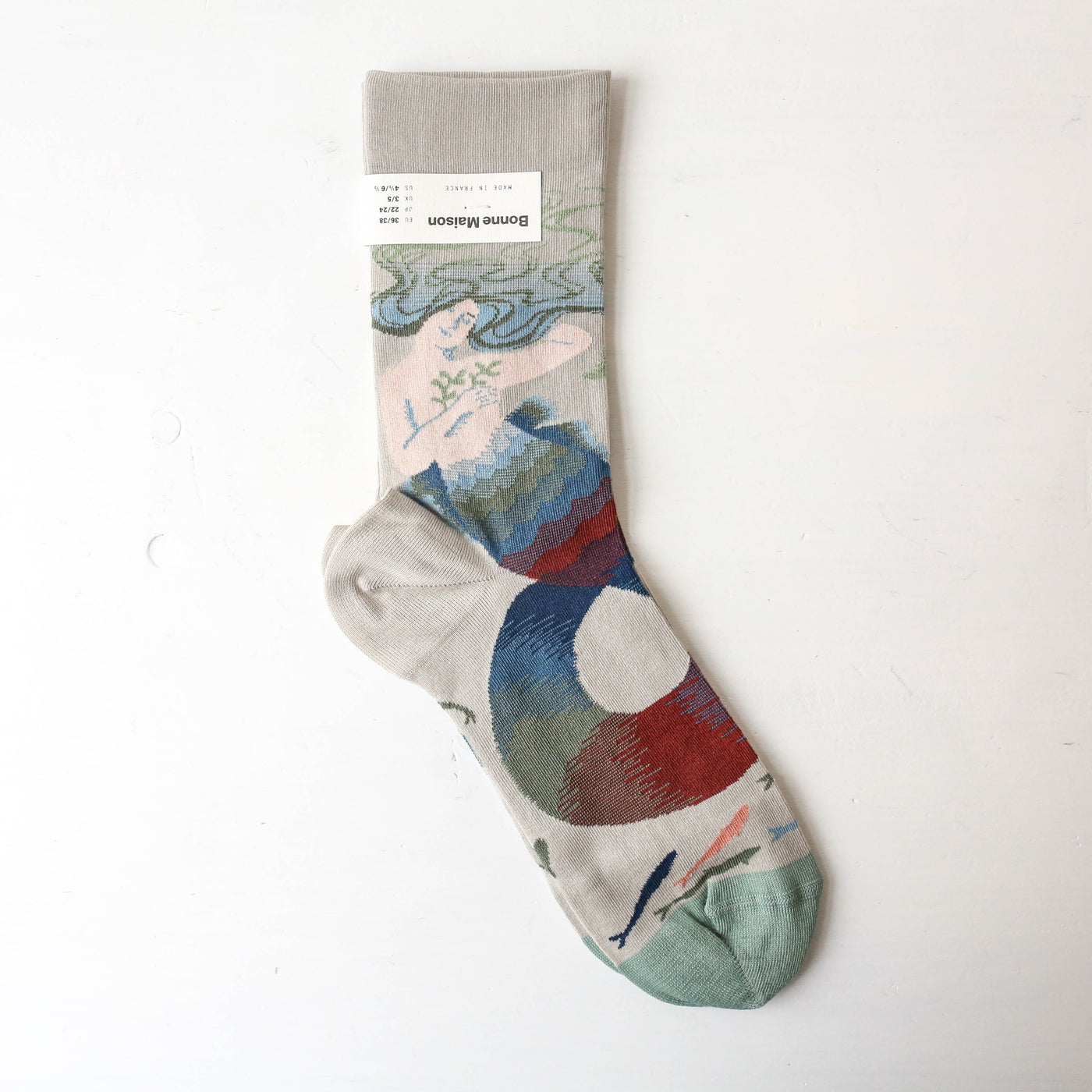 Bonne Maison Socks - Celadon Wave