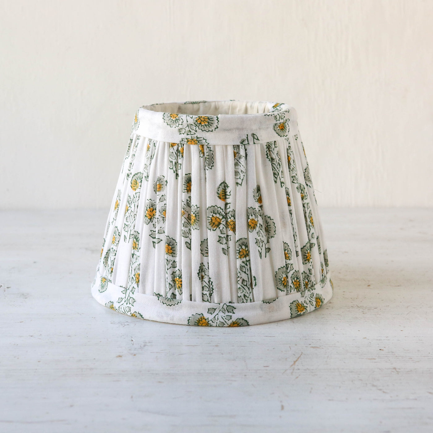 16cm Empire Pleated Lampshade - Lennox Green & Ochre