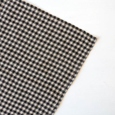 Washed Linen Cotton Gingham Check Tea Towel - Carbon