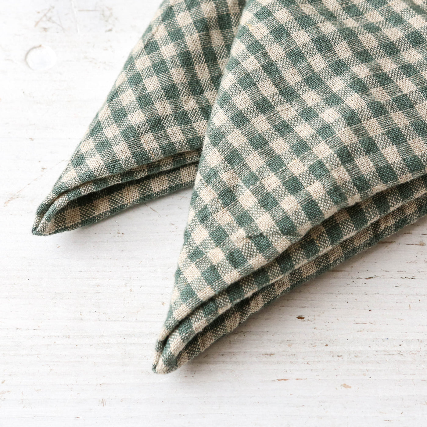 Pair of Washed Linen Rectangular Napkins or Placemats - Pigeon Check