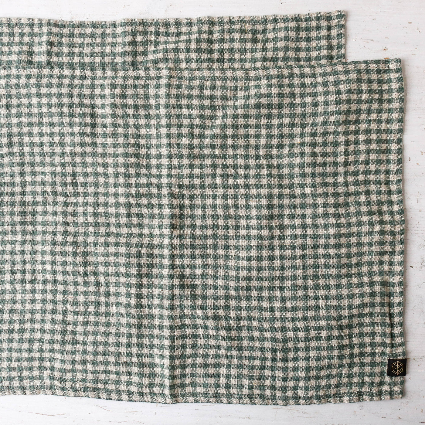 Pair of Washed Linen Rectangular Napkins or Placemats - Pigeon Check