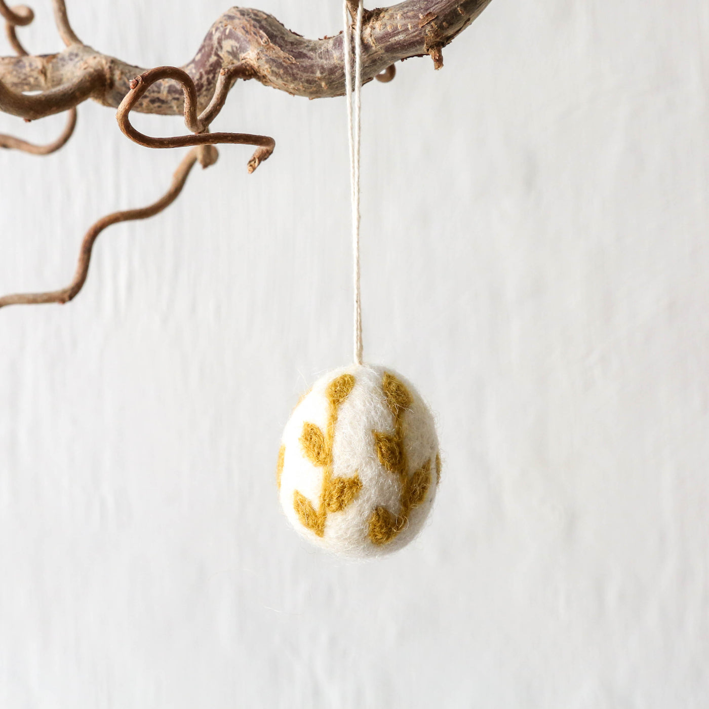 Embroidered Leaves Felt Egg Decoration