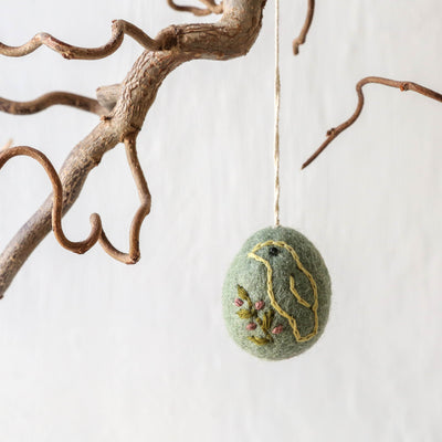 Embroidered Bird Felt Egg Decoration