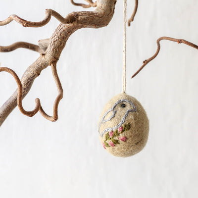 Embroidered Bird Felt Egg Decoration