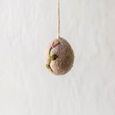 Embroidered Tulip Felt Egg Decoration