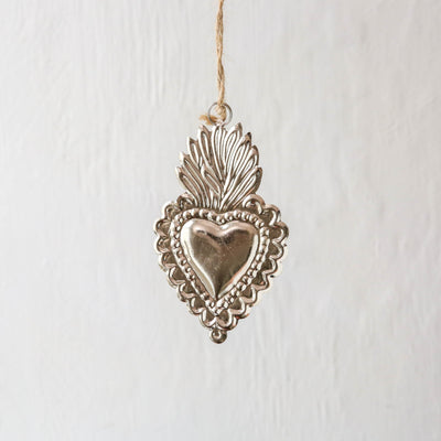 Mexican Heart Decoration - Antique Silver