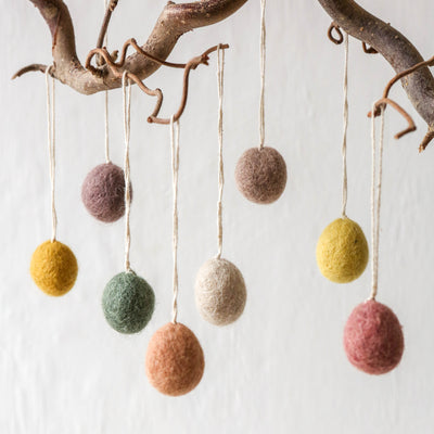 Mini Felt Egg Decorations - set of 8 Pastels