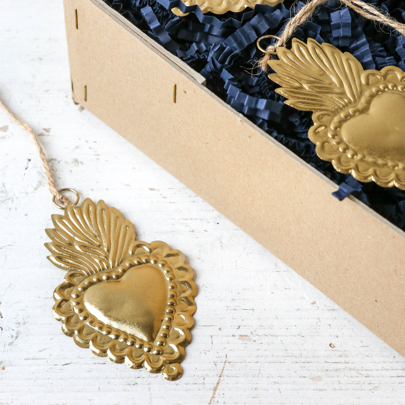 Mexican Heart Decoration - Antique Gold