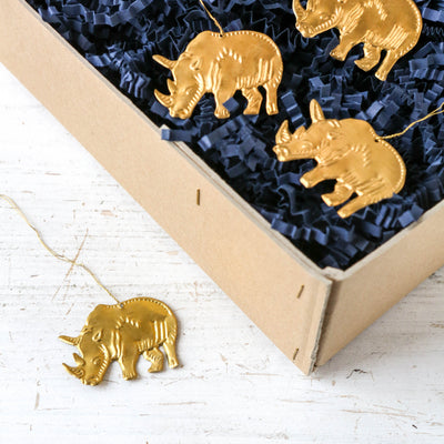 Rhino Decoration - Pressed Antique Brass