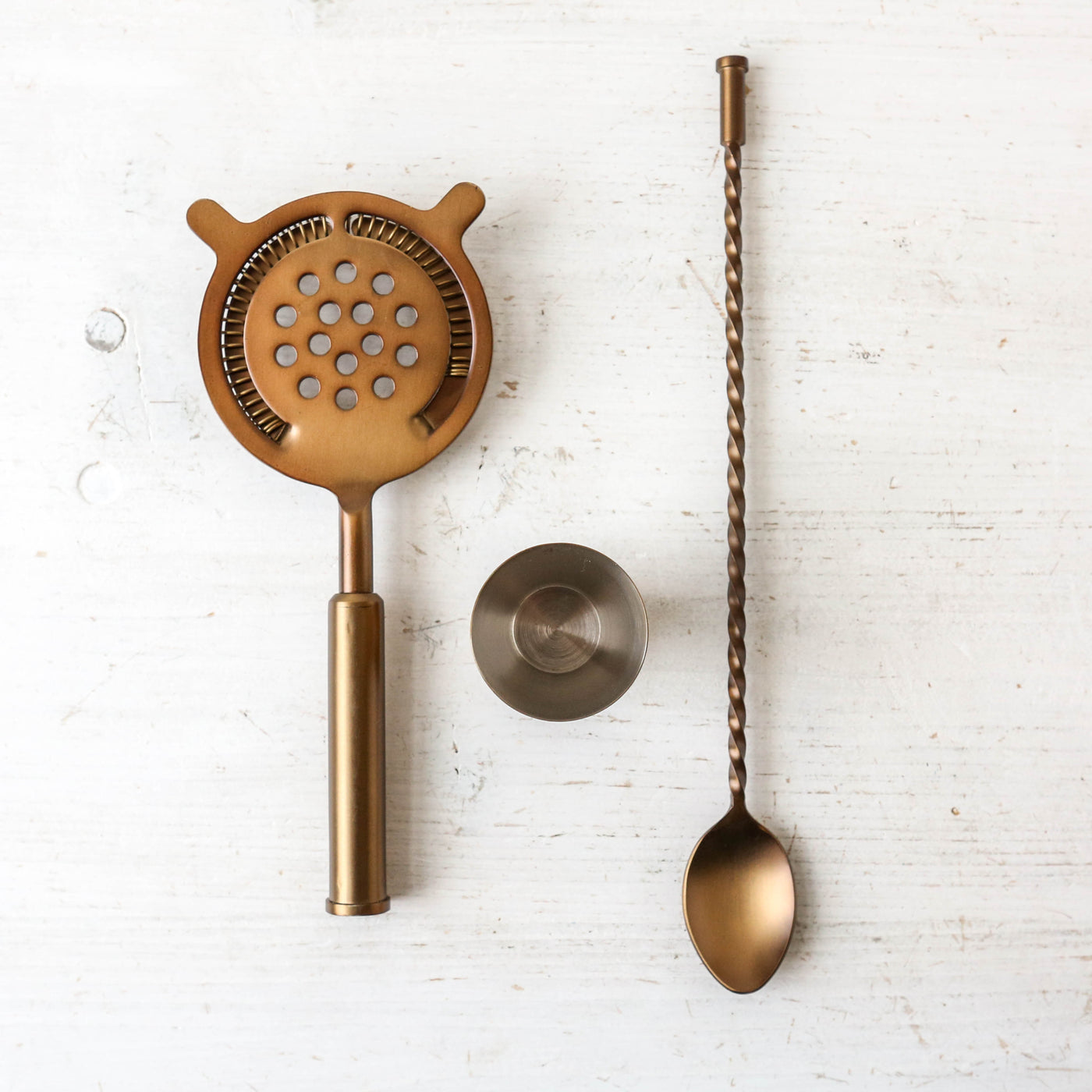 Antique Brass Cocktail Set