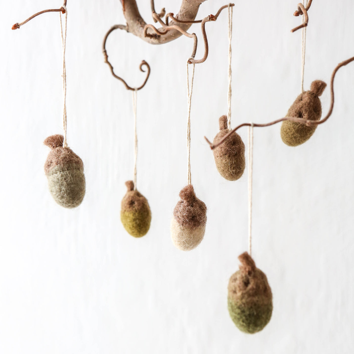 Felt Acorn Decorations - set of 6