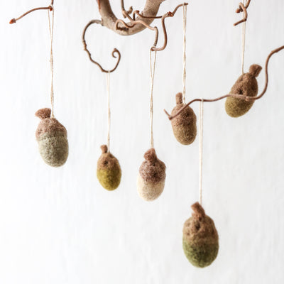 Felt Acorn Decorations - set of 6