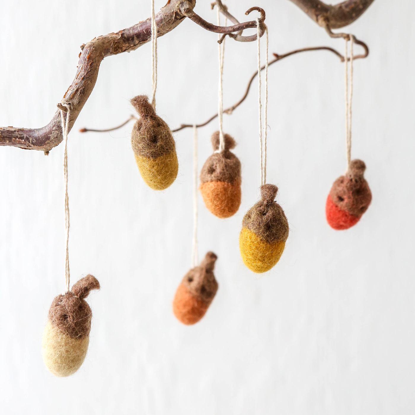 Felt Acorn Decorations - set of 6