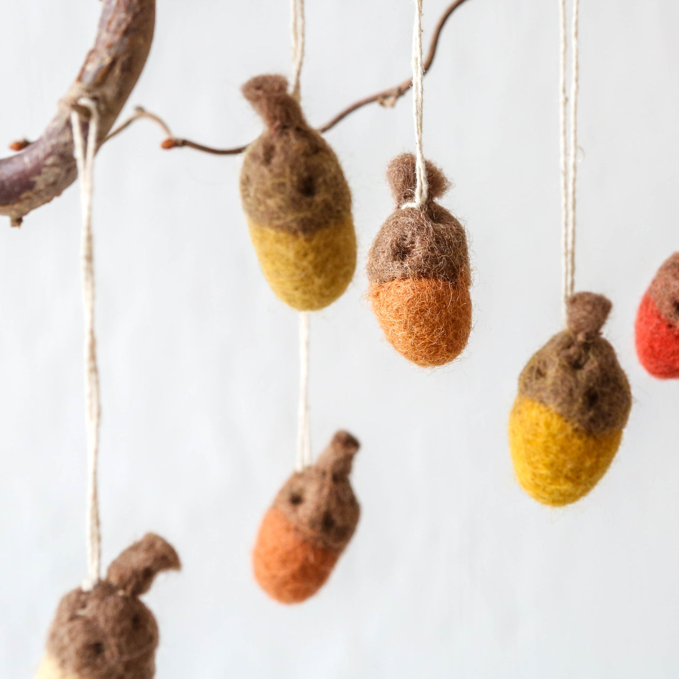 Felt Acorn Decorations - set of 6