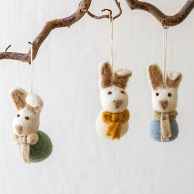 Small Bunny with Bow Hanging Decoration