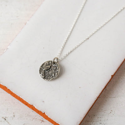 Silver Button Charm Necklace - Peacock Garden