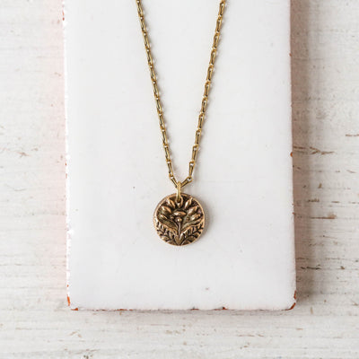 Bronze Heirloom Button Charm Necklace - In Bloom