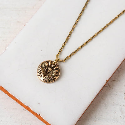 Bronze Heirloom Button Charm Necklace - In Bloom