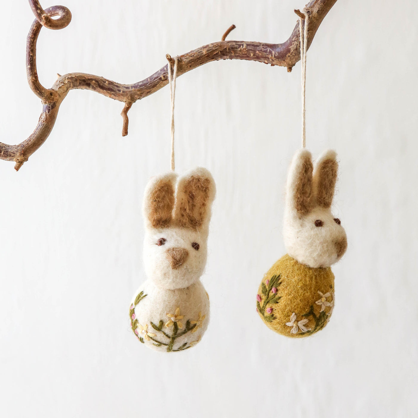 Small Bunny with Flower Embroidery Hanging Decoration