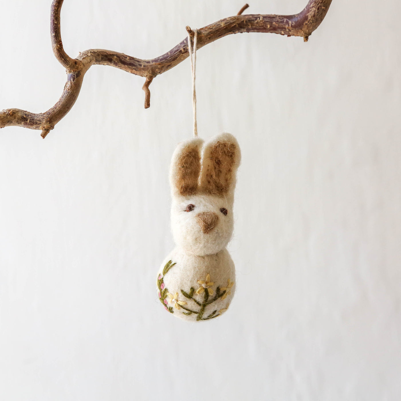 Small Bunny with Flower Embroidery Hanging Decoration