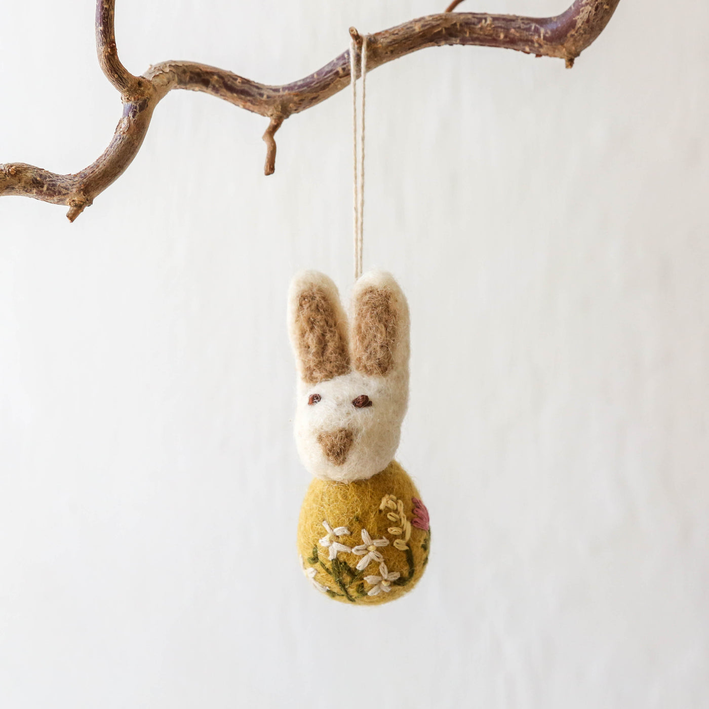 Small Bunny with Flower Embroidery Hanging Decoration