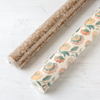 10m Floral 'Blossom Ochre' Design Paper Gift Wrap Roll