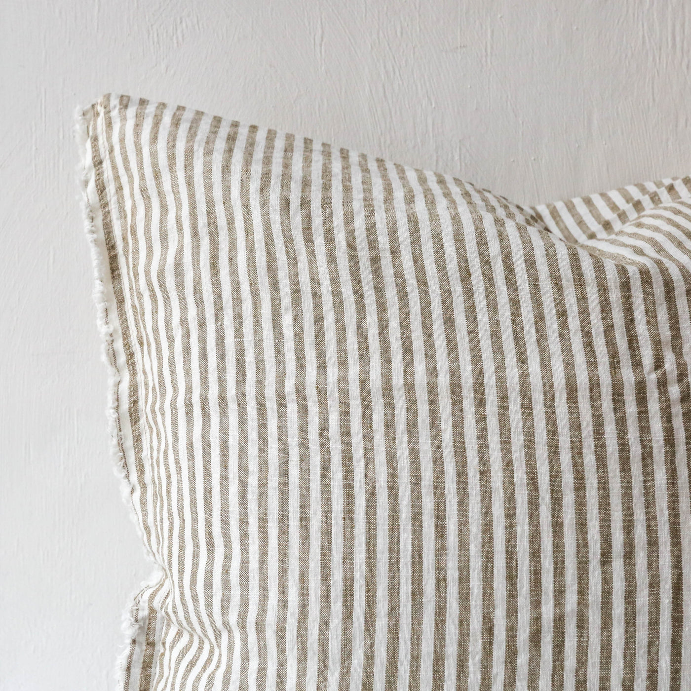 Fringed Cushion Cover - Olive Stripe