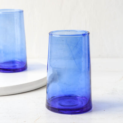 Blue Handmade Recycled Glass Tumbler - 330ml