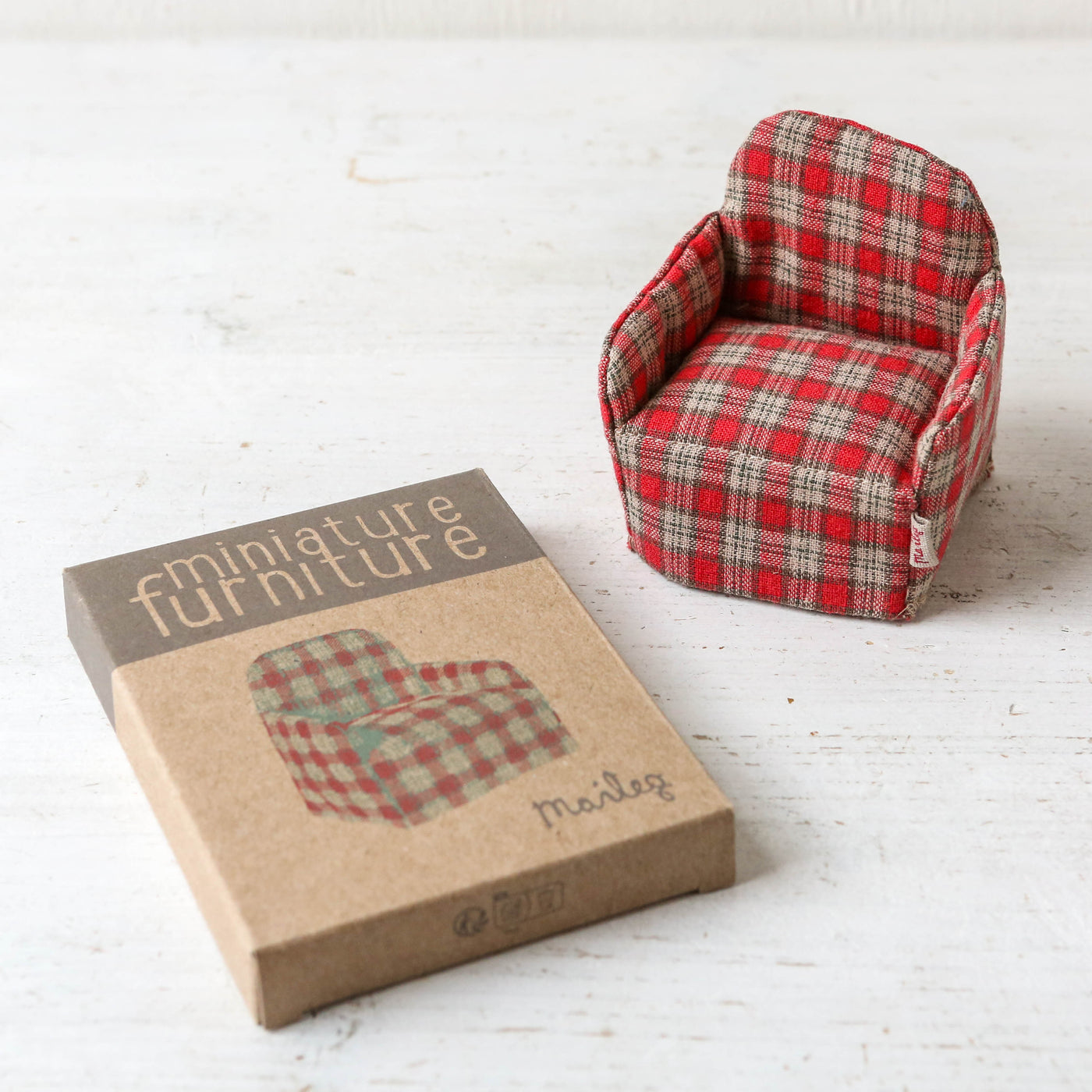 Maileg Chair for Mouse - Red Plaid