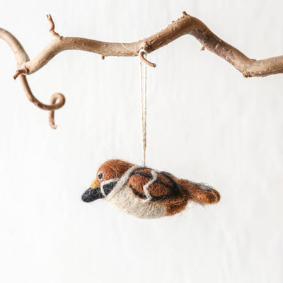 Felt Bird Hanging Decoration - Sparrow