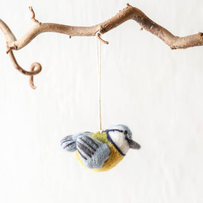 Felt Bird Hanging Decoration - Blue Tit