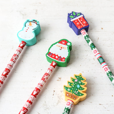 Christmas Pencil with Eraser Topper