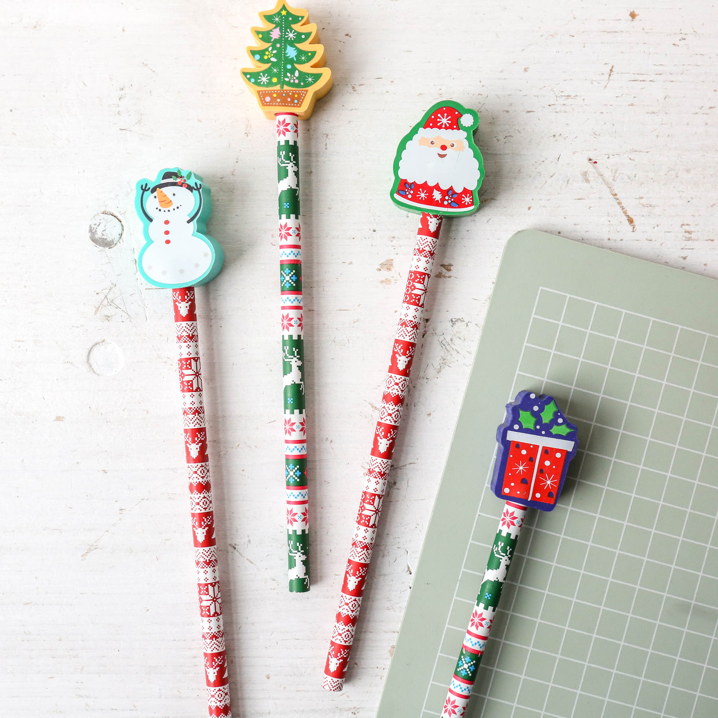 Christmas Pencil with Eraser Topper