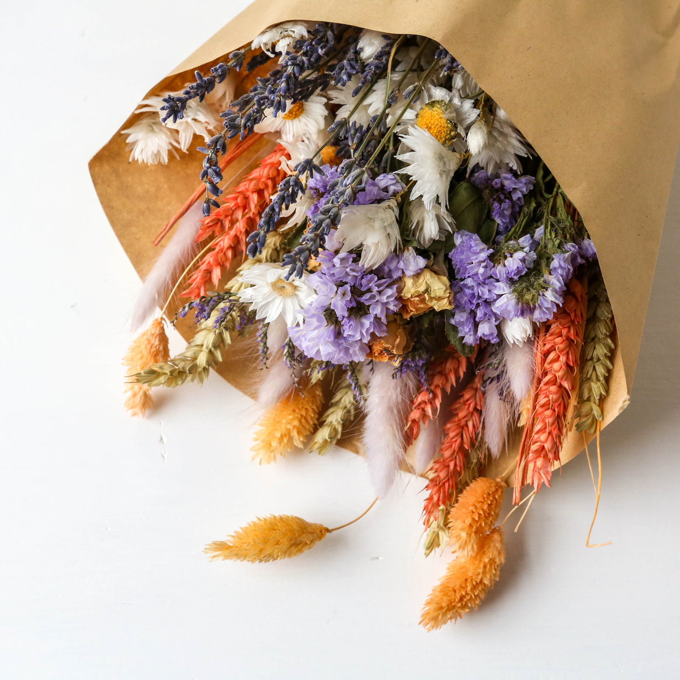 Small Dried Flower Bouquet - Lavender Peach