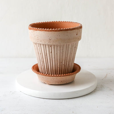 12cm Simona Plant Pot & Saucer - Rose