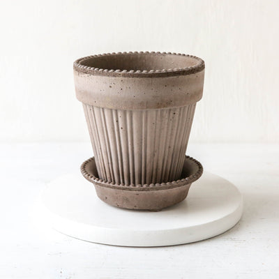 12cm Simona Plant Pot & Saucer - Grey