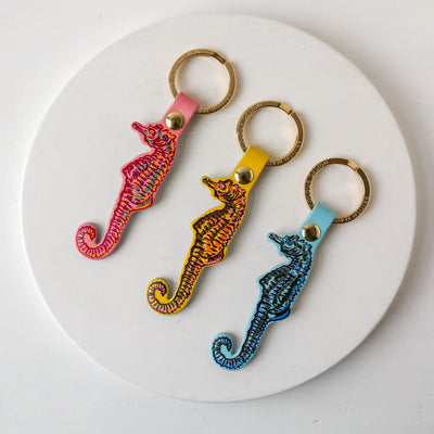 Sea Horse Shaped Leather Keyring