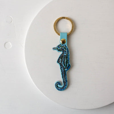 Sea Horse Shaped Leather Keyring