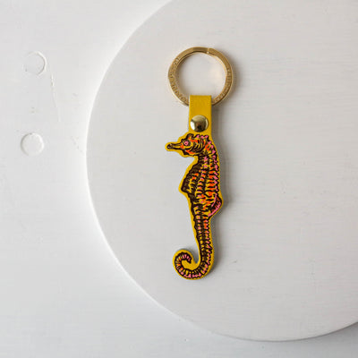 Sea Horse Shaped Leather Keyring