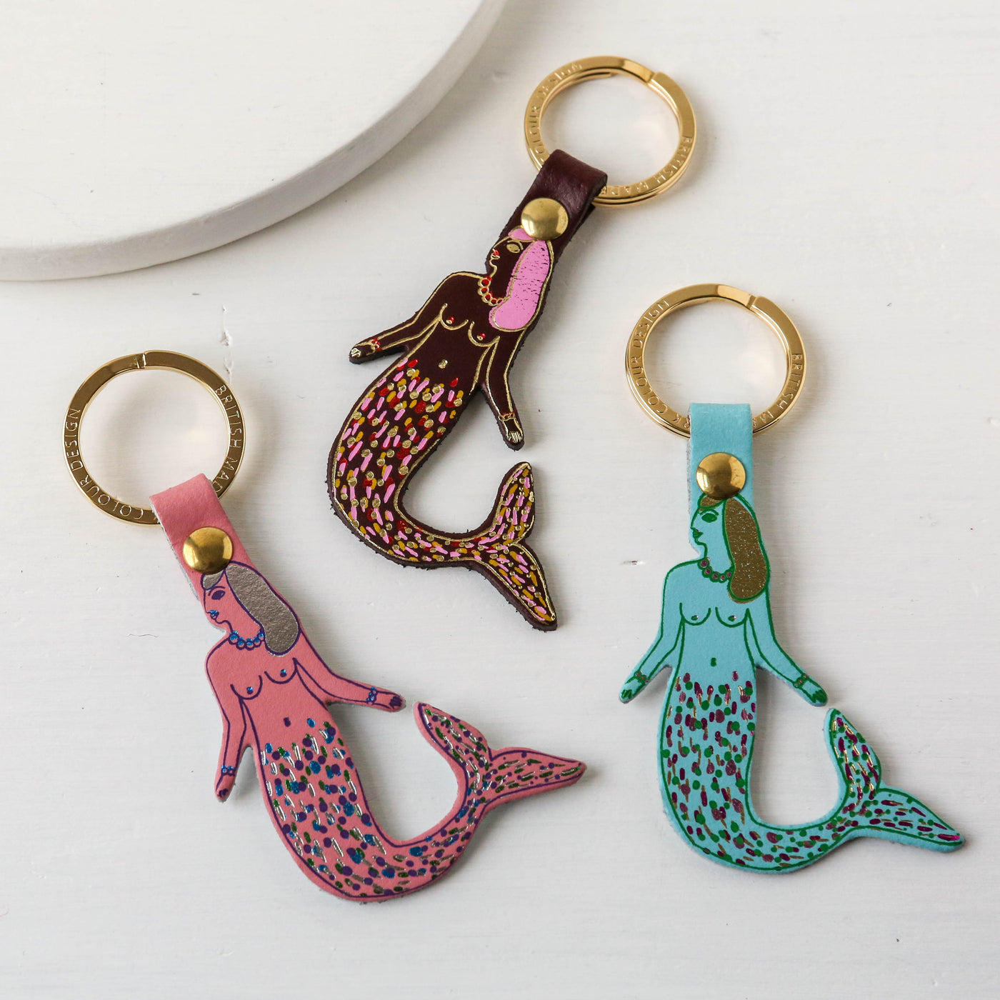 Mermaid Shaped Leather Keyring